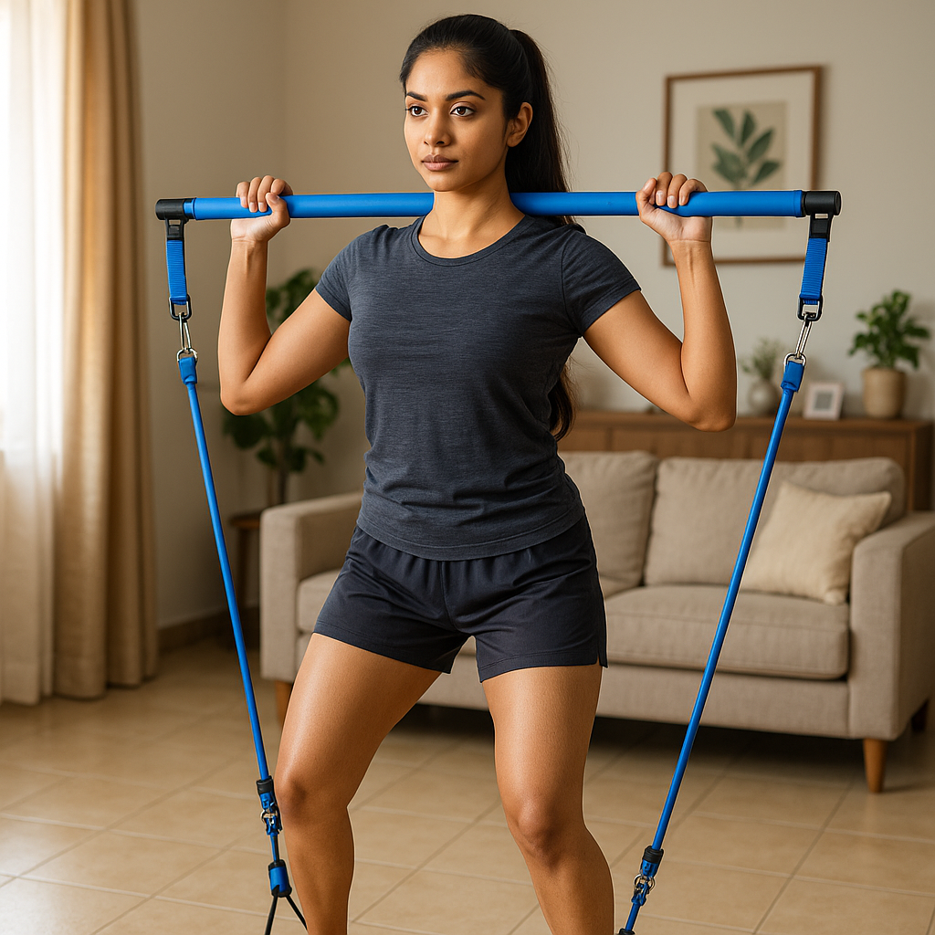 Pilates Bar with Resistance Bands for Full Body Home Workout