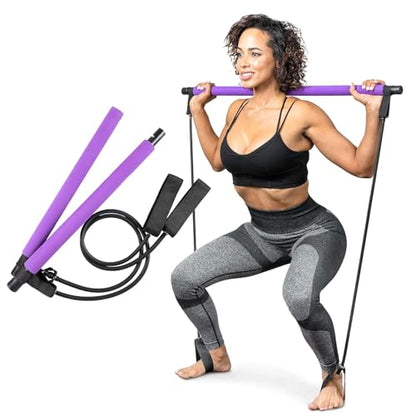 Pilates Bar with Resistance Bands for Full Body Home Workout