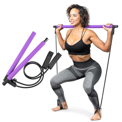 Pilates Bar with Resistance Bands for Full Body Home Workout