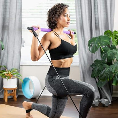 Pilates Bar with Resistance Bands for Full Body Home Workout