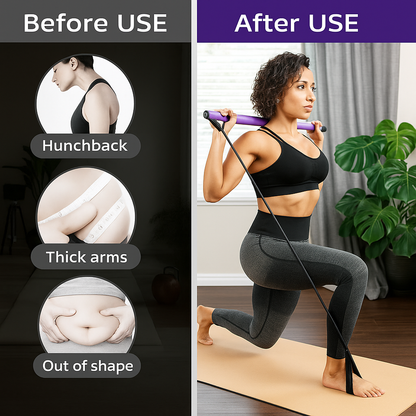 Pilates Bar with Resistance Bands for Full Body Home Workout
